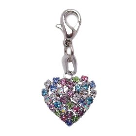 Enamel Charm (Color: Colorful Rhinestone Heart-Shaped)