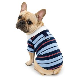 Premium Knit Cotton Harbor Blue Striped Polo Shirt (size: XS)
