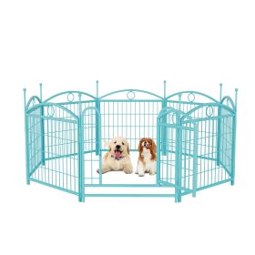 Dog Playpen Indoor 24 inch 8 Panels Metal Dog Pen Pet Dog Fence Outdoor Exercise Pen with Doors (Color: as Pic)