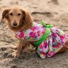 Pink Hawaiian Floral Dog Harness Dress with Matching Leash